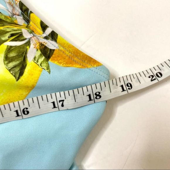 Lemon Print One-Piece Swimsuit Small Like New Blue Yellow Green - Picture 14 of 16